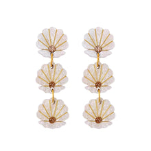 Load image into Gallery viewer, Clam Triple Drop Earrings