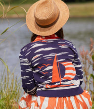 Load image into Gallery viewer, Vera navy sailing boat long-sleeved cardigan