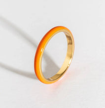 Load image into Gallery viewer, Orange and enamel gold stacking ring