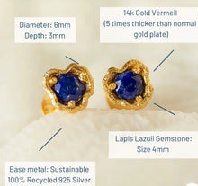 Load image into Gallery viewer, Lapis Lazuli Gold Lichen Stud Earrings
