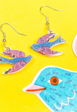 Load image into Gallery viewer, Blue Bird earrings by Tatty Devine x The Printed Peanut