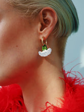 Load image into Gallery viewer, Carnation Hoops in Blue/White