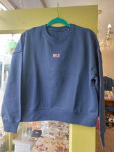 Load image into Gallery viewer, Navy Sweatshirt with "Wild" pink embroidery by Black and Beech