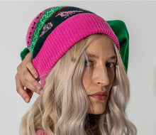 Load image into Gallery viewer, Fairisle wool beanie in bubblegum