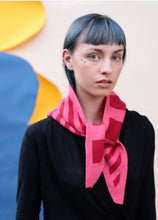 Load image into Gallery viewer, Pink and Red stripe wool triangle scarf