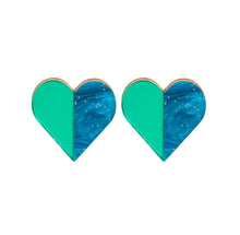 Load image into Gallery viewer, Split Heart Studs by FizzGoesPop