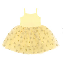 Load image into Gallery viewer, Lemon tutu dress with gold sparkly hearts