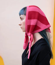 Load image into Gallery viewer, Pink and Red stripe wool triangle scarf