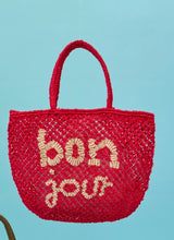 Load image into Gallery viewer, Bonjour Jute bag in raspberry