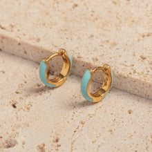 Load image into Gallery viewer, Turquoise Gold Vermeil Huggie Hoop Earrings