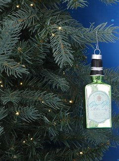 Green Gin Bottle with Confetti glass decoration