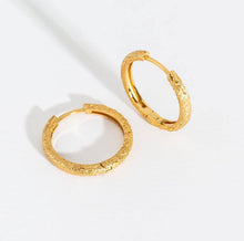 Load image into Gallery viewer, Antique-Textured Gold Large Hoop Earrings
