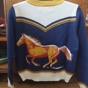 Vera Navy Jacquard Horse cardigan