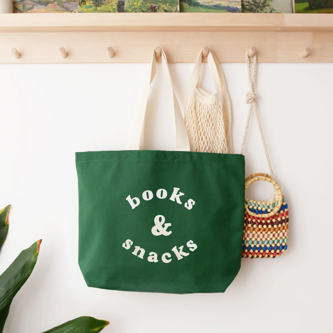 Books & Snacks - Forest Green Tote Bag