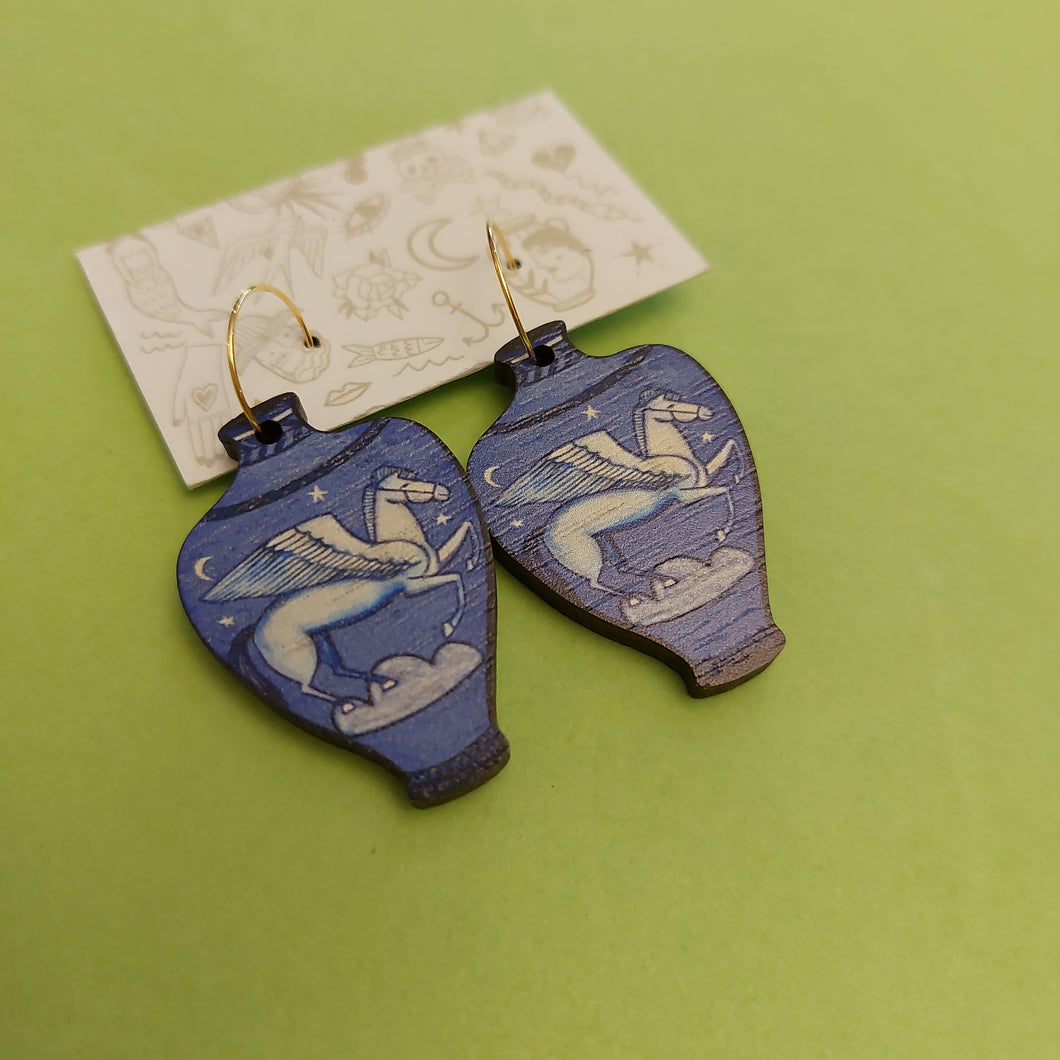 Pegasus Greek Vase earrings