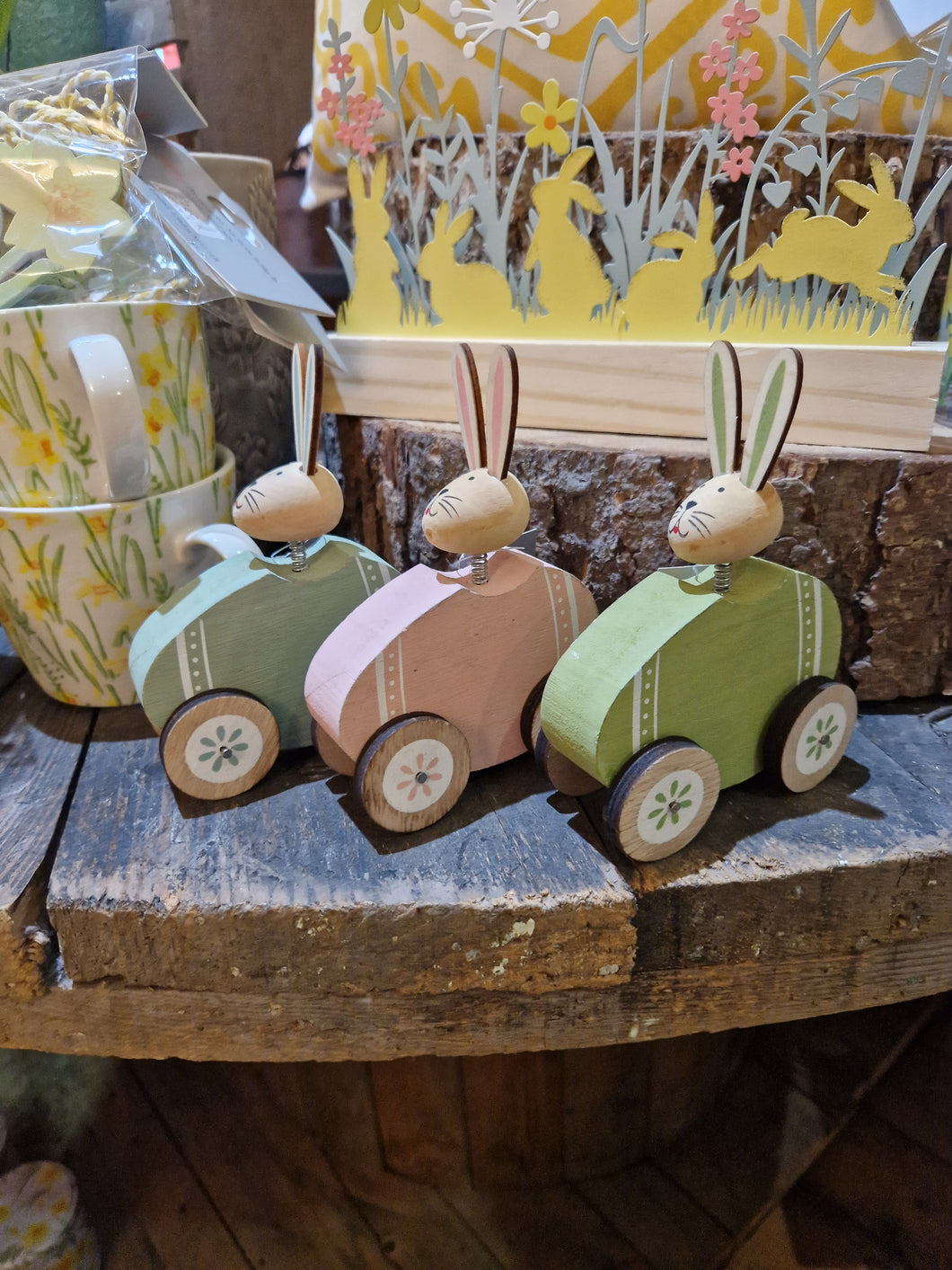 Wooden Bunny in Egg Car