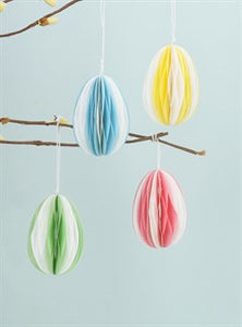 Striped Honeycomb Paper Egg Decorations