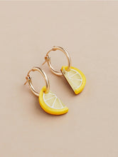 Load image into Gallery viewer, Mini lemon slice hoops
