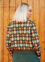 Load image into Gallery viewer, Vera Green Patchwork Jacquard cardigan
