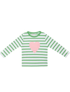 Grass Green and white love heart long sleeve top