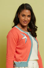 Load image into Gallery viewer, Embroidered swallows Vera Cardigan in coral
