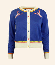 Load image into Gallery viewer, Vera small embroidery blue lobsters cardigan
