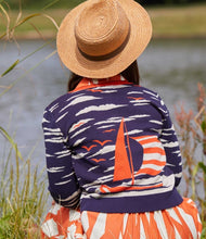 Load image into Gallery viewer, Vera navy sailing boat long-sleeved cardigan
