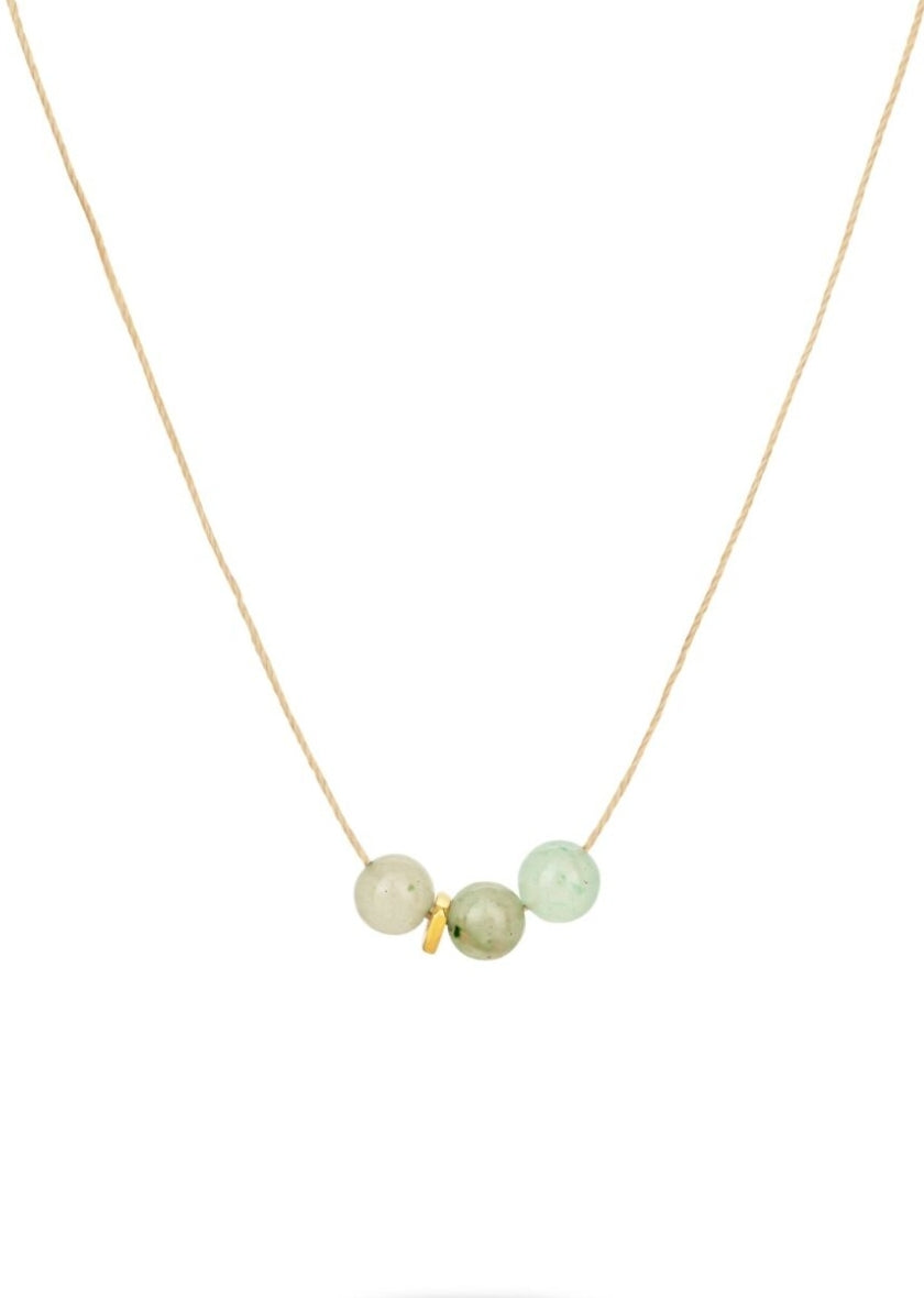 Green Adventurine Gold Cord Necklace