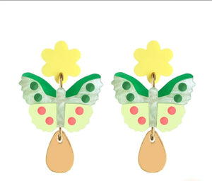 Butterfly flower drop earrings