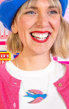 Load image into Gallery viewer, Blue Bird necklace by Tatty Devine x The Printed Peanut
