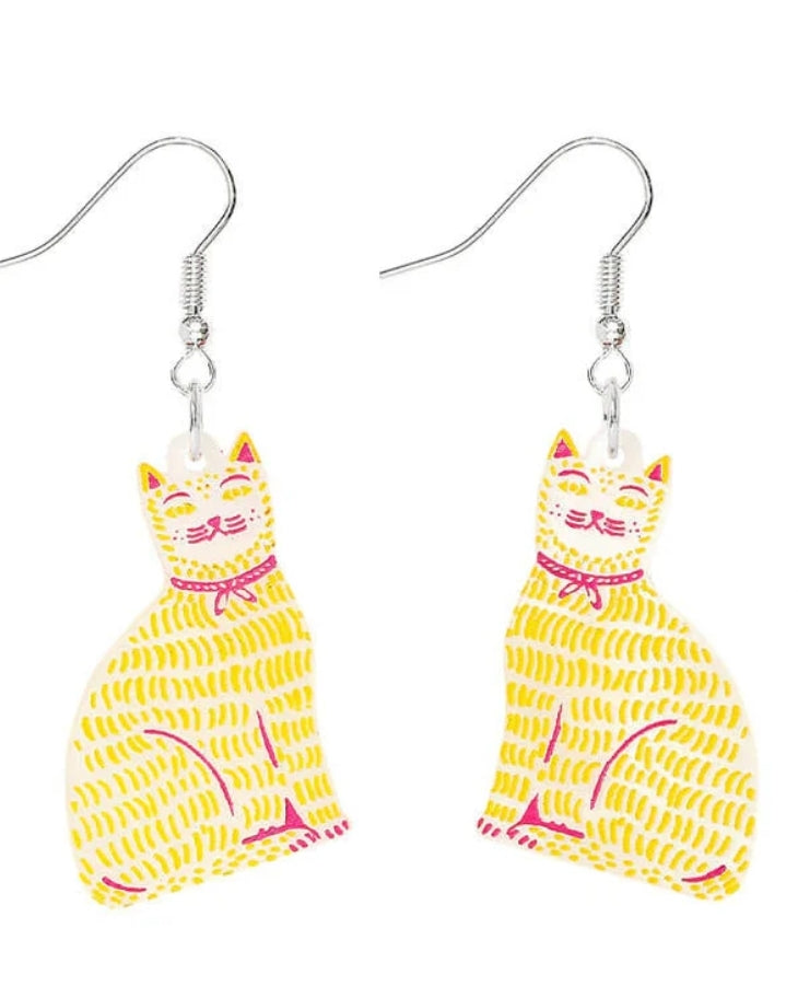 Cat Wearing a Ribbon Earrings by Tatty Devine x The Printed Peanut