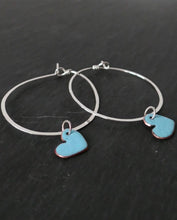 Load image into Gallery viewer, Enamel heart hoop earrings
