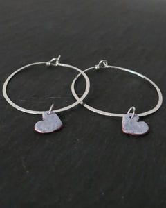 Enamel heart hoop earrings