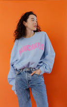 Load image into Gallery viewer, Oversized Pancakes sweater in 90s baby blue eyeshadow
