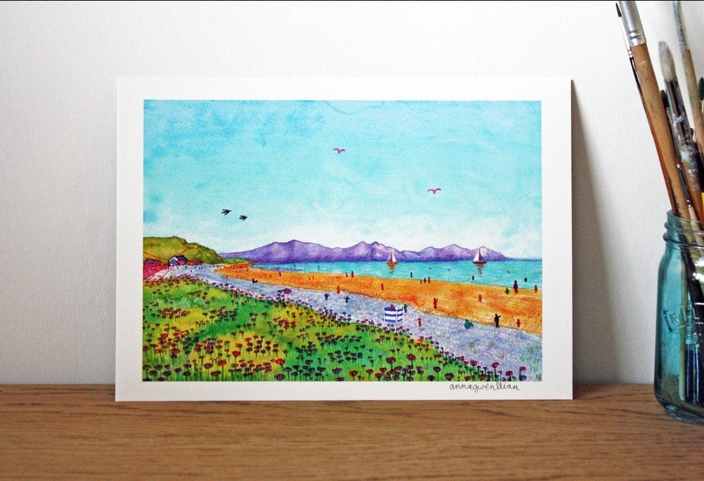 Dinas Dinlle print by Anna Gwenllian