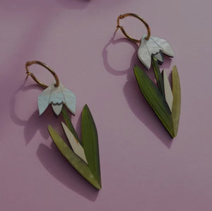 Snowdrop gold hoop earrings