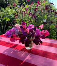 Load image into Gallery viewer, Indian Block printed tablecloth in pink and red stripes

