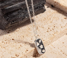 Load image into Gallery viewer, Mystic Star sparkly silver dog tag necklace

