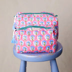 Quilted washbag in pink and lavender