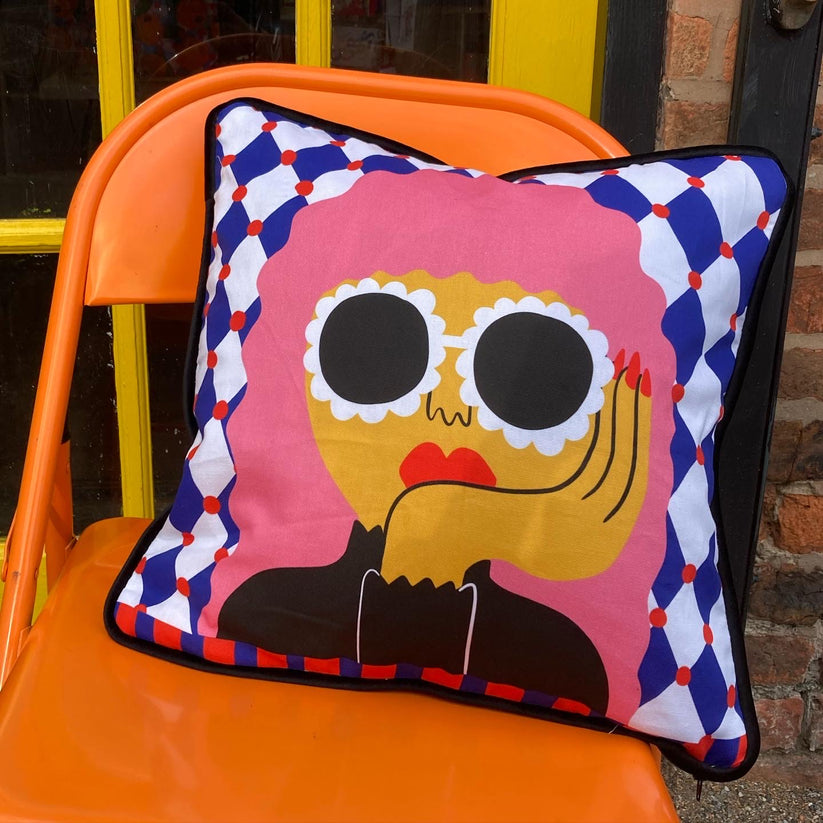 Bubblegum Lady Cushion by Neighbourhood Threat