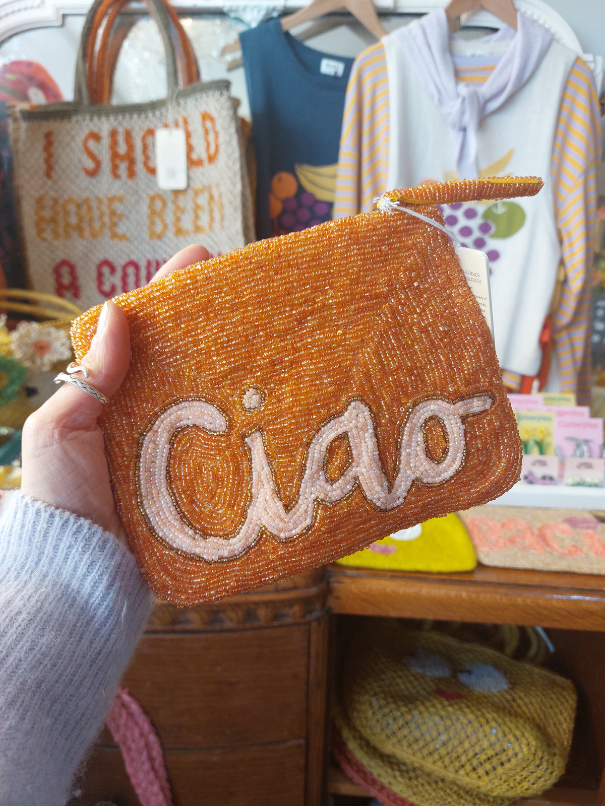 Ciao Beaded purse in deep orange
