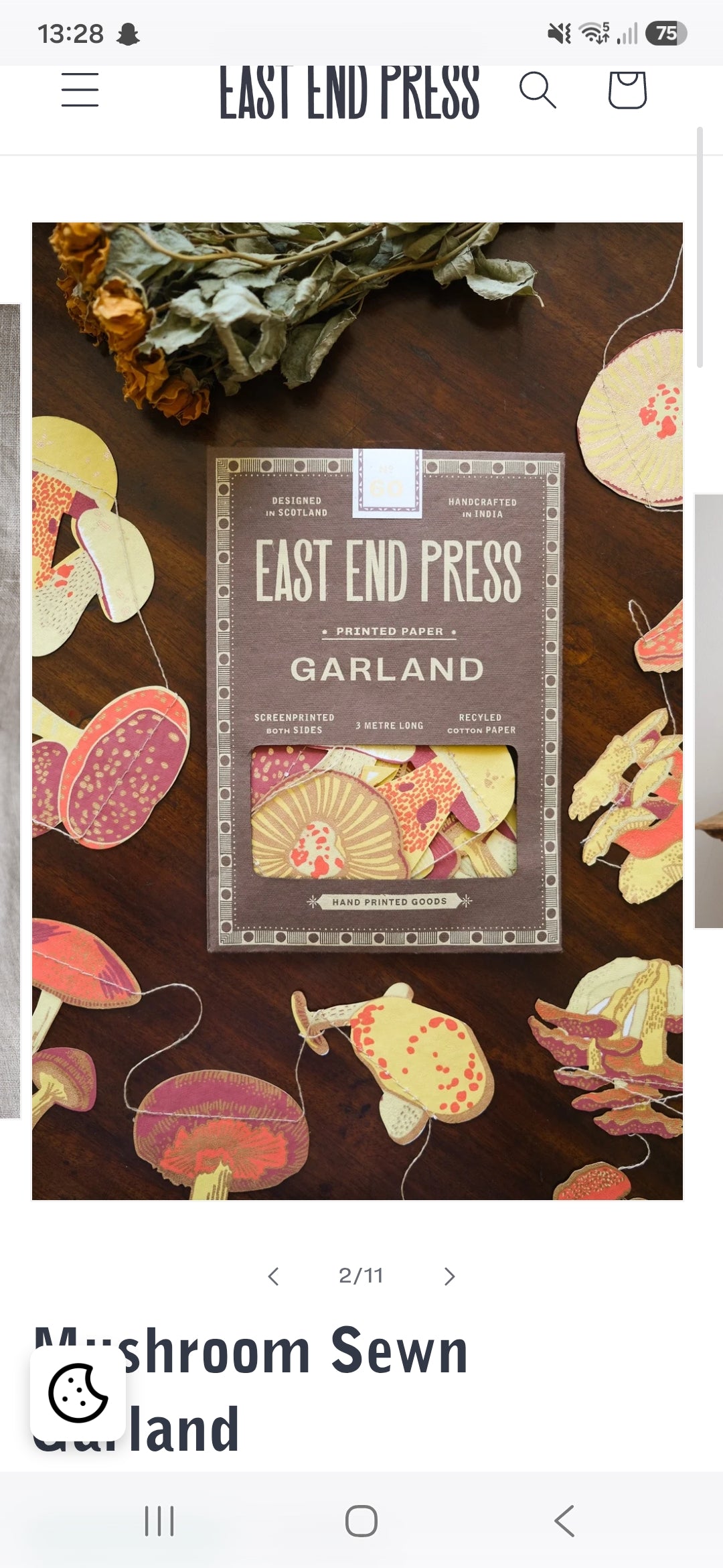 Mushroom Sewn Garland by East End Press