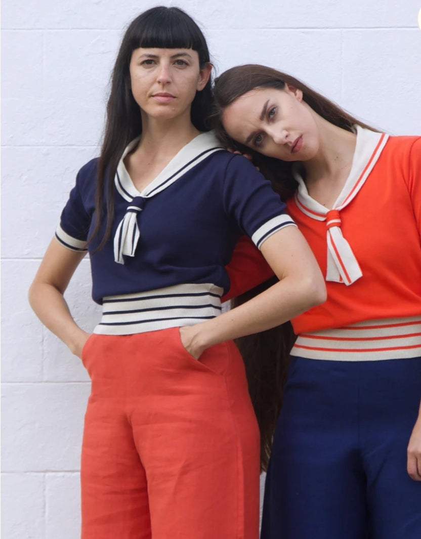 Sailor knitted top - coral