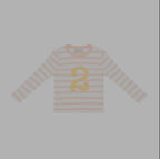 Powder Pink and White Breton Striped Number T Shirt