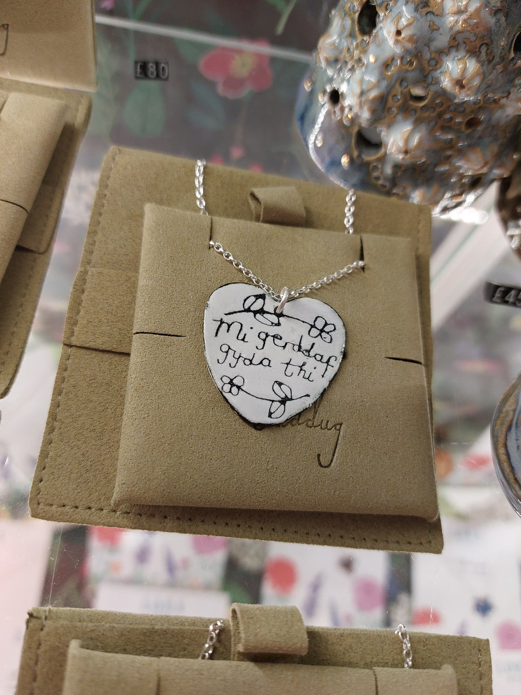 Heart enamel necklaces by Buddug