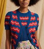 Shirley Waist Coat in dark blue marbled