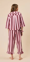 Load image into Gallery viewer, Cropped Cotton Pyjamas in Pink and Burgundy Stripe by TBCo
