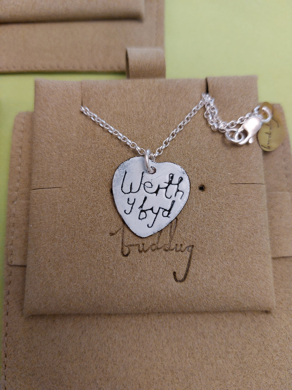 Heart enamel necklaces by Buddug