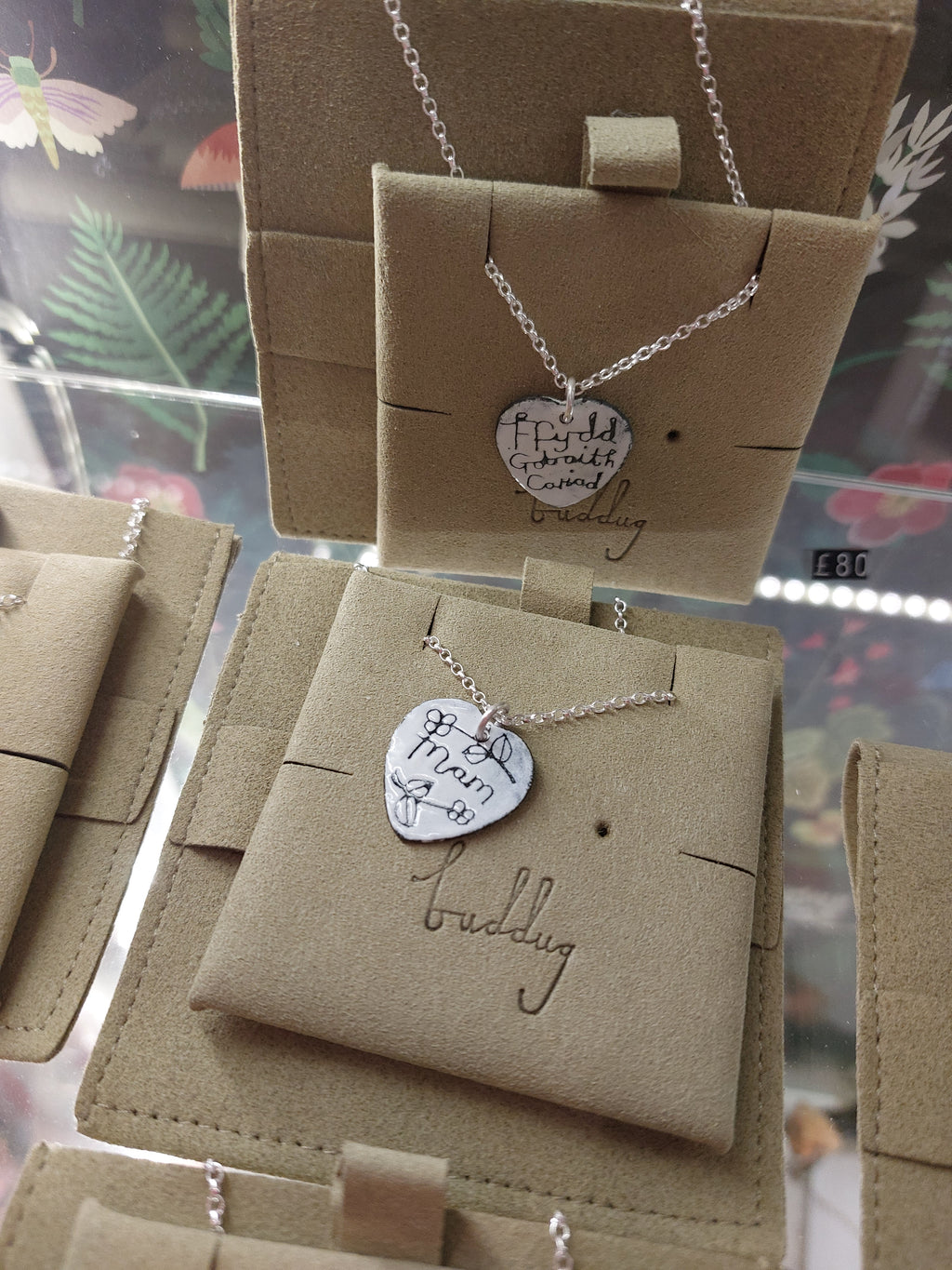 Heart enamel necklaces by Buddug