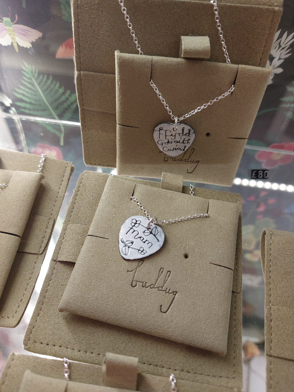 Heart enamel necklaces by Buddug